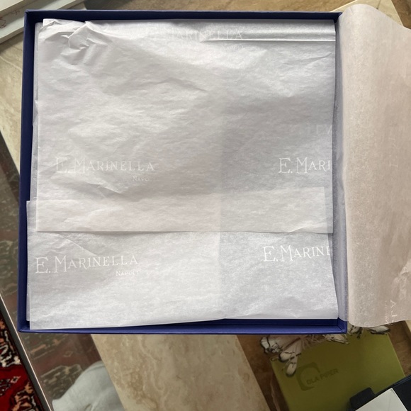 E. Marinella Italian Luxury Silk Scarf 90cm Tree of Life Blue - Brand New - Picture 12 of 13